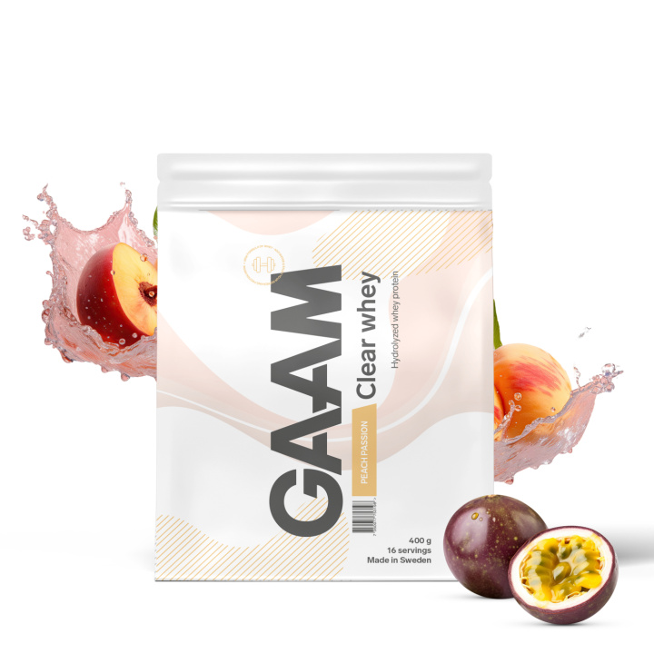 GAAM Clear Whey 400 g Peach Passion in the group Protein / Clear Whey at Gaamnutrition.com (Proteinbolaget i Sverige AB) (PB-1531-3)
