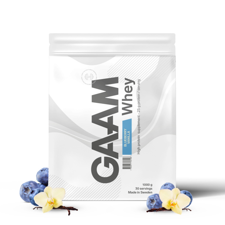 GAAM 100% Whey Premium 1 kg Blueberry Vanilla in the group Protein / Whey at Gaamnutrition.com (Proteinbolaget i Sverige AB) (PB-1533-21)