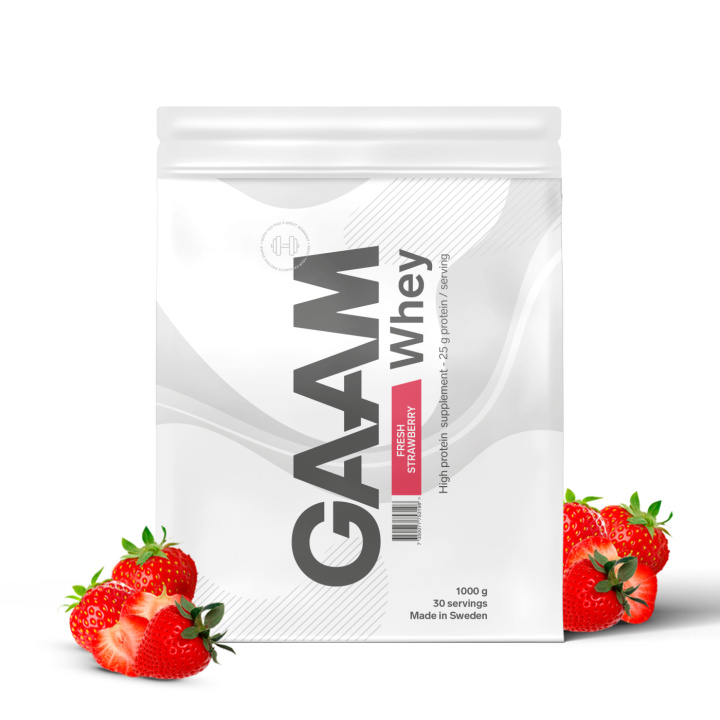 GAAM 100% Whey Premium 1 kg Fresh Strawberry in the group Protein / Whey at Gaamnutrition.com (Proteinbolaget i Sverige AB) (PB-1533-3)