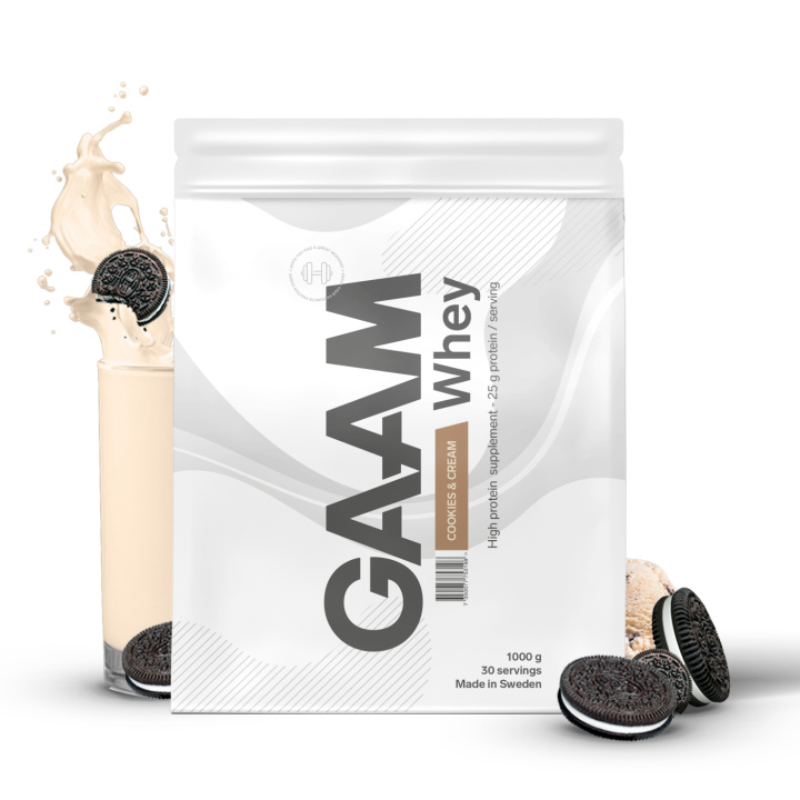 GAAM 100% Whey Premium 1 kg Cookies & Cream in the group Protein / Whey at Gaamnutrition.com (Proteinbolaget i Sverige AB) (PB-1533-5)