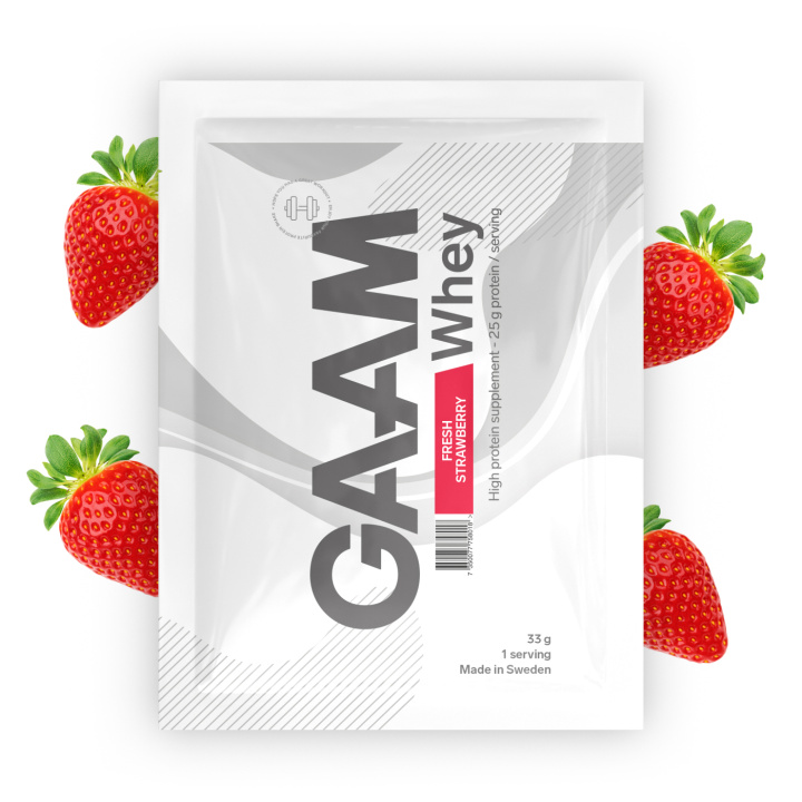 GAAM Whey 33 g Fresh Strawberry in the group Protein / Whey at Gaamnutrition.com (Proteinbolaget i Sverige AB) (PB-1555-3)