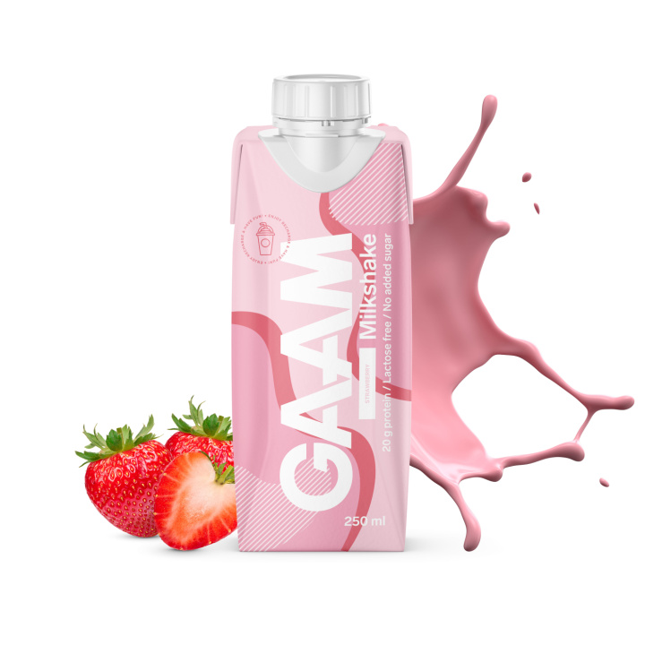 GAAM Milkshake 250 ml Strawberry in the group Bars, Drinks & Snacks / Drinks at Gaamnutrition.com (Proteinbolaget i Sverige AB) (PB-220920-3)