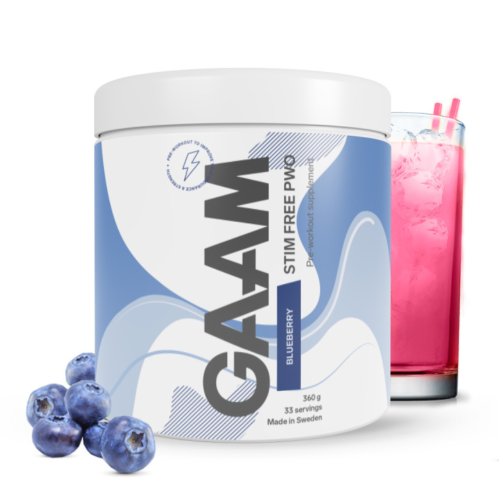 GAAM Stim Free PWO 360 g Blueberry in the group Performance / Pre-Workout at Gaamnutrition.com (Proteinbolaget i Sverige AB) (PB-22122-1)