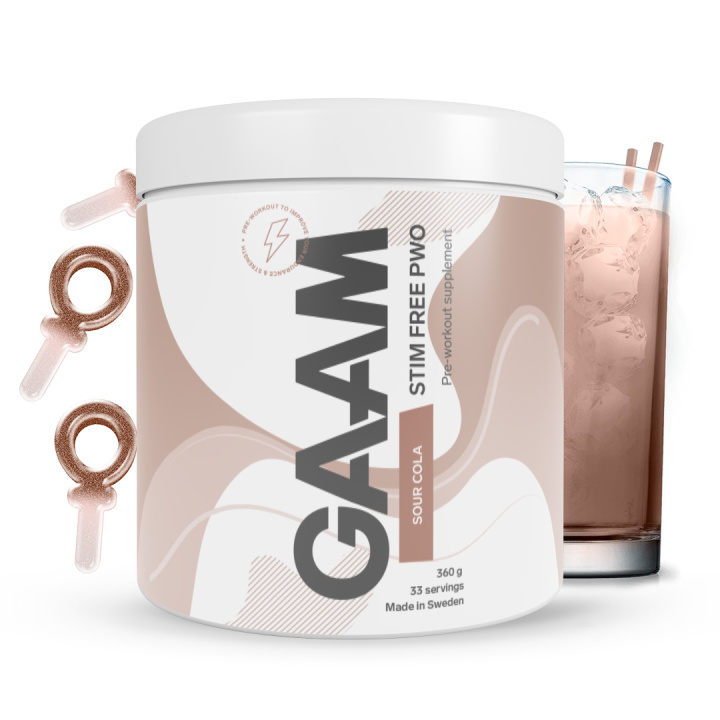 GAAM Stim Free PWO 360 g Sour Cola in the group Performance / Pre-Workout at Gaamnutrition.com (Proteinbolaget i Sverige AB) (PB-22122-2)