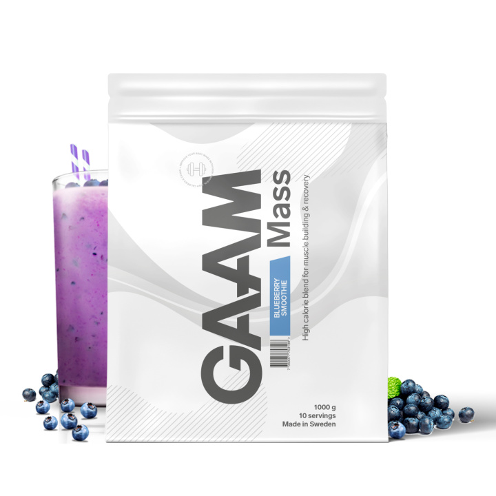 GAAM 100% MASS Premium 1 kg Blueberry smoothie in the group Nutrition / Gainer at Gaamnutrition.com (Proteinbolaget i Sverige AB) (PB-4521-2)