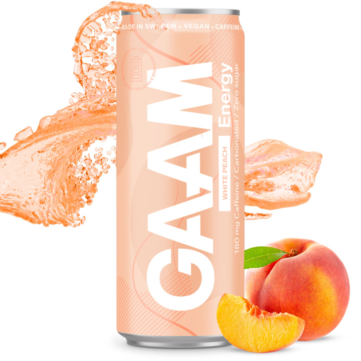 GAAM Energy 330 ml White Peach in the group Bars, Drinks & Snacks / Drinks at Gaamnutrition.com (Proteinbolaget i Sverige AB) (PB-6268-19)