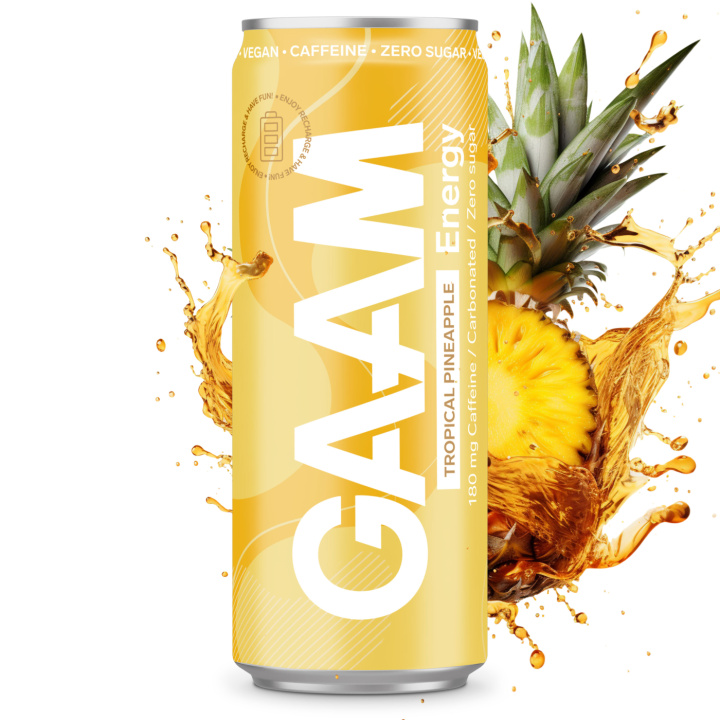 GAAM Energy 330 ml Tropical Pineapple in the group Bars, Drinks & Snacks / Drinks at Gaamnutrition.com (Proteinbolaget i Sverige AB) (PB-6268-1)