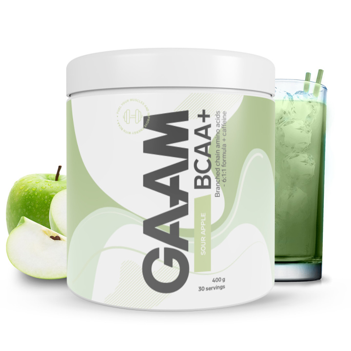 GAAM BCAA + Caffeine 400 g Sour Apple in the group Nutrition / Amino Acids at Gaamnutrition.com (Proteinbolaget i Sverige AB) (PB-73732-2)