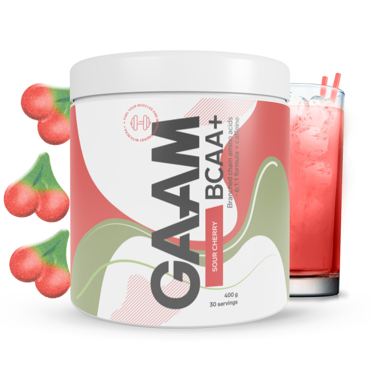 GAAM BCAA + Caffeine 400 g Sour Cherry in the group Nutrition / Amino Acids at Gaamnutrition.com (Proteinbolaget i Sverige AB) (PB-73732-3)